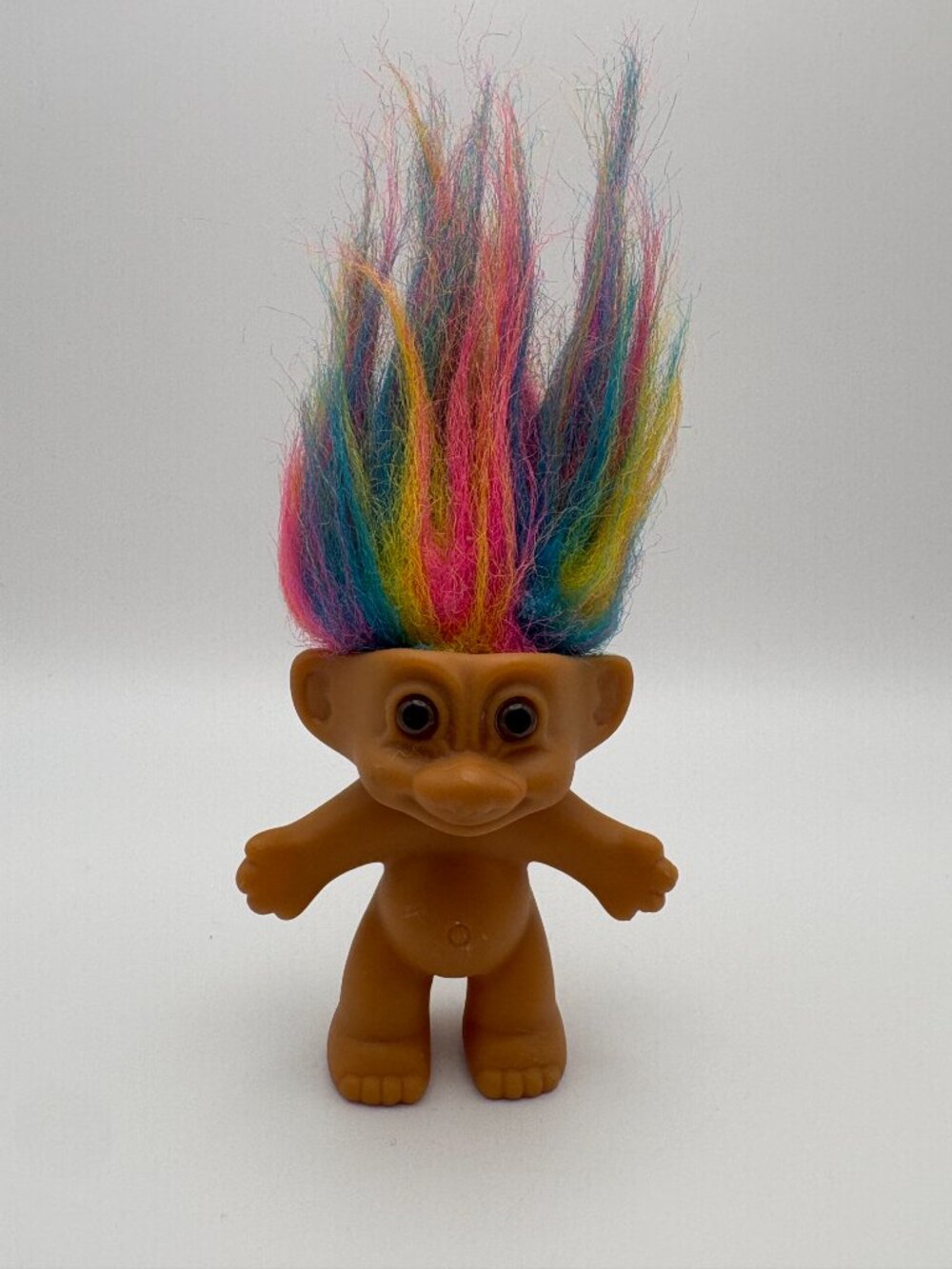 Russ Troll with Rainbow Hair & Brown Eyes *HAS DAMAGE* Vintage 90's (SKU: 707TO)